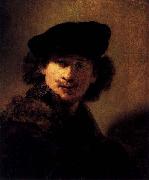 Rembrandt van rijn Self-portrait with Velvet Beret and Furred Mantel oil painting artist